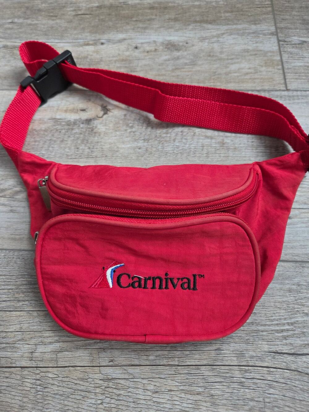 Carnival Cruise Line Red Fanny Pack Waist Bag Travel Gear Adjustable Strap